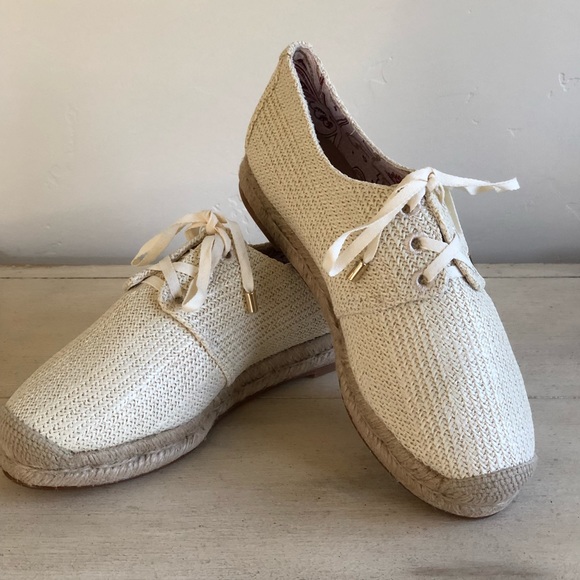 Joie Shoes - New in Box! Joie Raffia Lace up Espadrilles Ivory